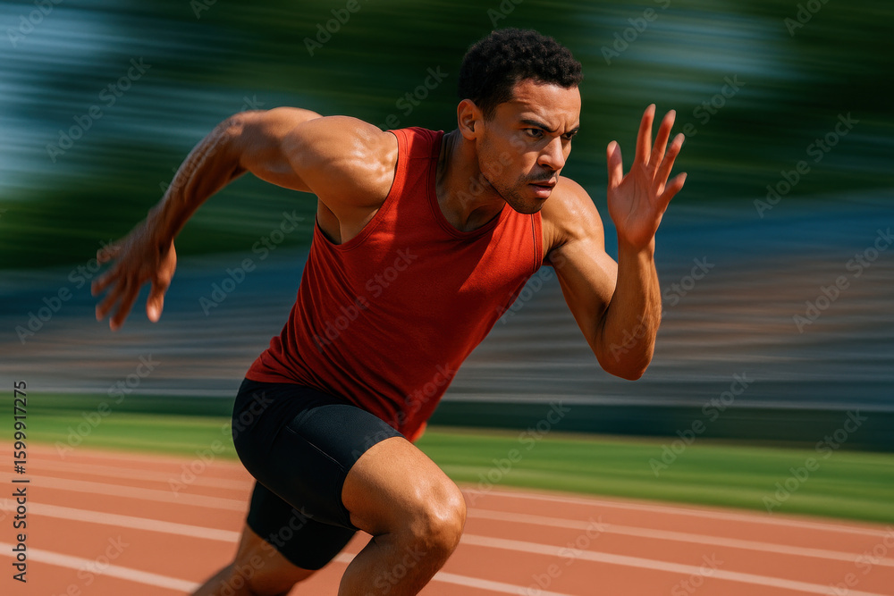 Fototapeta premium Man running on a track.
