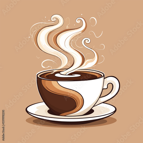 Stylized Coffee Cup With Rising Steam Vector Illustration For Morning Beverage Designs