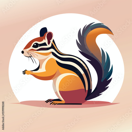 Chipmunk illustrated through prismatic light patterns and faceted symmetry in abstract style.