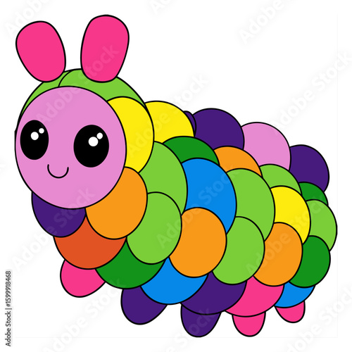 Fuzzy Caterpillar Colorful Puffball Plush Toy