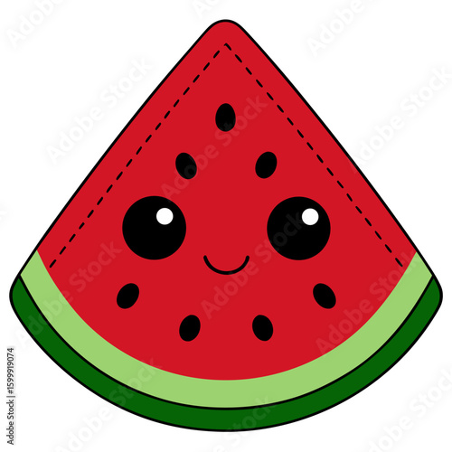 Woolen Watermelon Slice Plush with Embroidered Seeds