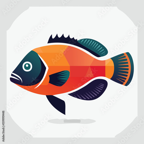 Oscar Fish illustrated through prismatic light patterns and faceted symmetry in abstract style.