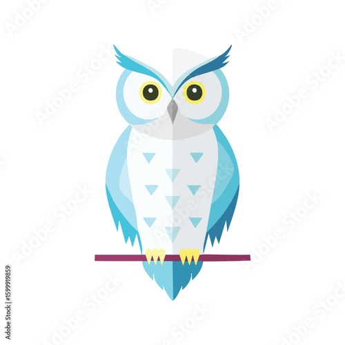 Snowy Owl illustrated through prismatic light patterns and faceted symmetry in abstract style.