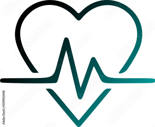A graphic heart symbol with a teal-gradient EKG line, representing health and wellbeing.