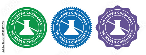 No Harsh Chemicals Vector Badge Set