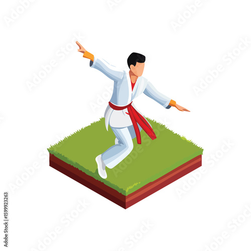 capoeira technical isometric vector drawing with defined edges and modern simplicity.