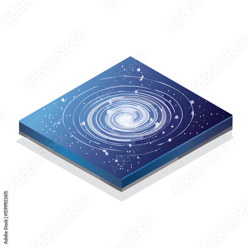 milky way technical isometric vector drawing with defined edges and modern simplicity.