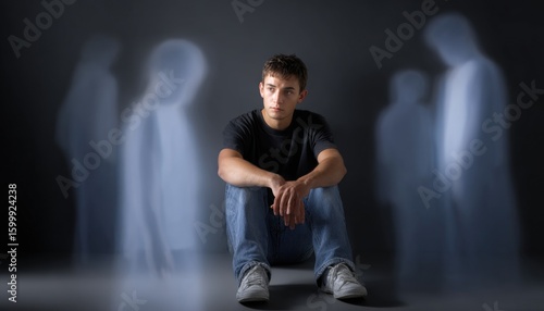 Young man feeling lonely and dealing with loss and grief