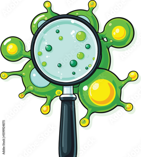 Cartoon Virus Magnified Cute Illustration For Medical And Scientific Concepts