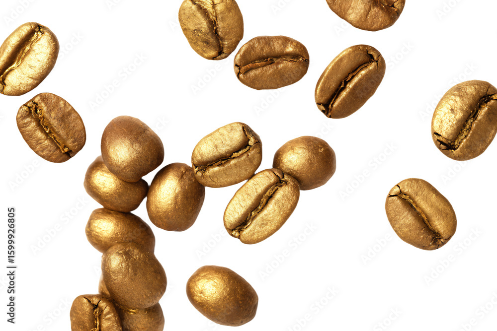 Obraz premium a bunch of coffee beans are flying in the air