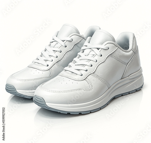 New sport shoes isolated on white background with black laces