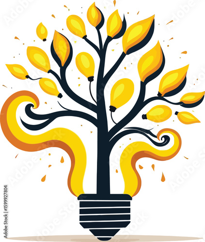 Stylized Lightbulb Tree Graphic Design for Creative Innovation Concepts