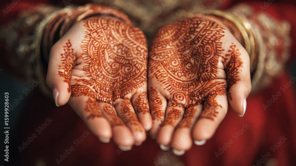 Naklejka premium Henna-decorated hands