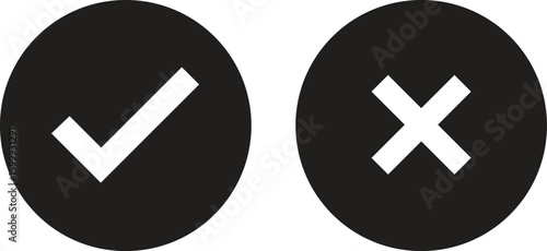 Check tick mark icon set.tick sign accept select confirm correct agree animated. successful symbol, tick mark.Check marks indicate approval. X marks indicate rejection. Simple symbols for yes and no.