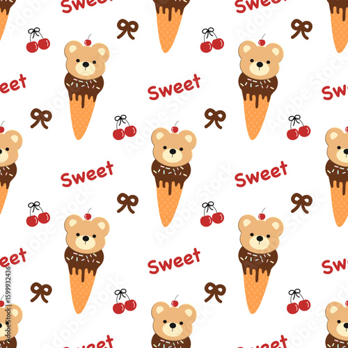 seamless pattern with bears, fabric patterns, gift wrapping paper, notebook cover, phone case 