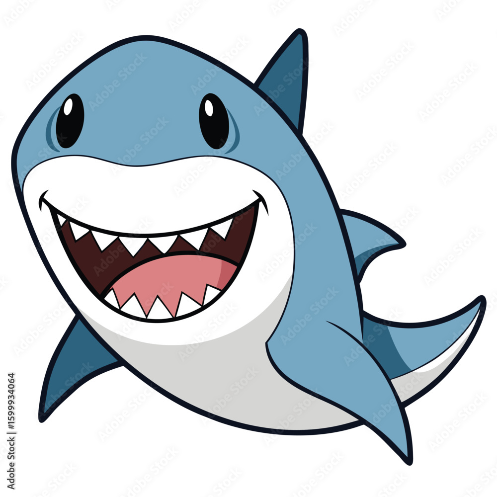 Cartoon Shark Illustration: Happy Marine Animal Clipart Cartoon Shark Illustration: Happy Marine Animal Clipart