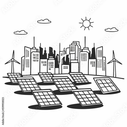 Vector Isolated Futuristic Smart City Illustration
