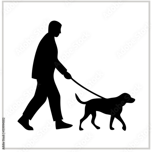  Man Walking Dog Silhouette Vector – Pet Leash Clipart Illustration