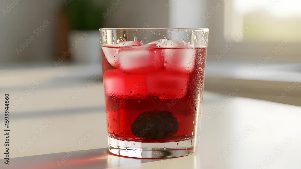 custom made wallpaper toronto digitalRefreshing Red Blackberry Drink with Ice Cubes on White Countertop in Natural Lighting