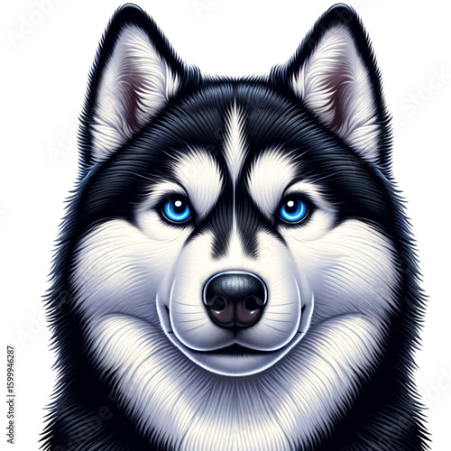 Loyal Siberian Husky: An captivating studio portrait of a vibrant Siberian Husky, eyes sparkling with intelligence and affection. Capturing the spirit of loyalty