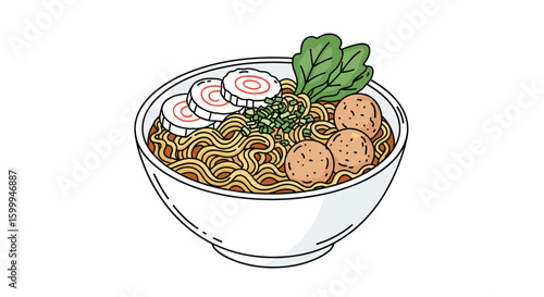 Delicious asian noodle soup dish with savory broth and fresh toppings representing a wholesome meal