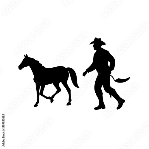 Cowboy Horse Silhouette Lasso Vector