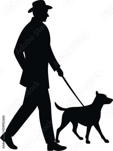 Man walking his dog on a leash outdoors new 2025 trendy