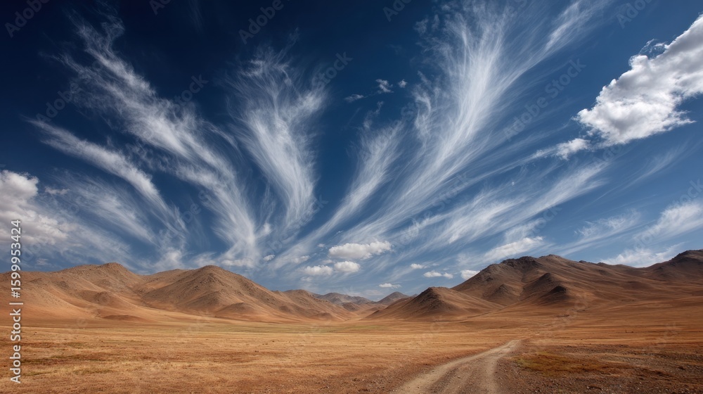 Naklejka premium Dramatic sky over arid mountains