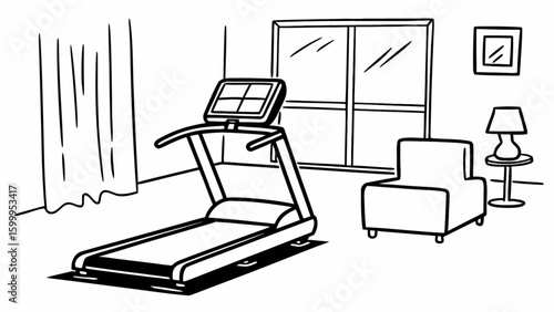 Treadmill home gym fitness exercise equipment workout room interior design for healthy lifestyle training 100