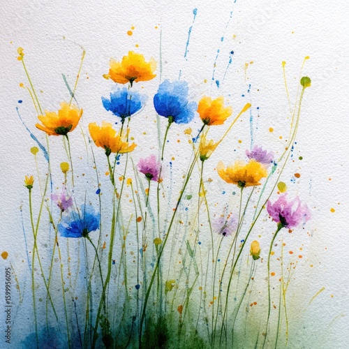 Wallpaper Mural Wild meadow watercolor flowers in motion Torontodigital.ca