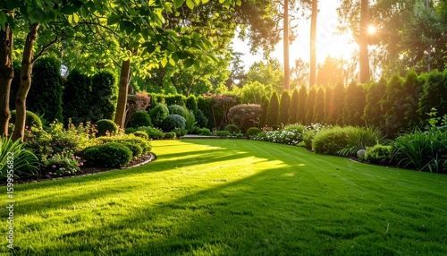 Lush garden at sunset (1)
