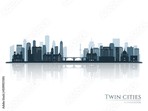 Photos Twin Cities skyline silhouette with reflection