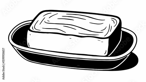 Soap bar illustration in black and white for hygiene and cleaning products and bathroom accessories