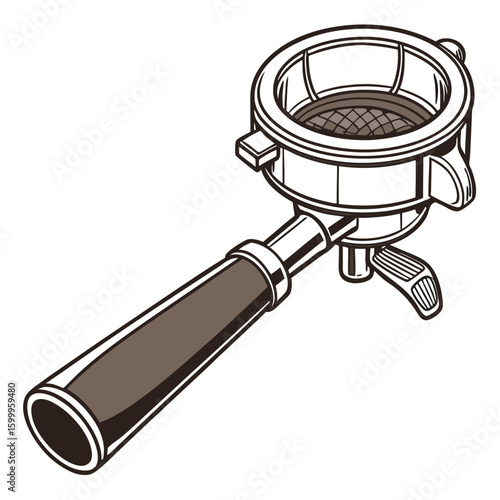 Espresso Machine Portafilter Isolated Vector Illustration Coffee Making Tool Item