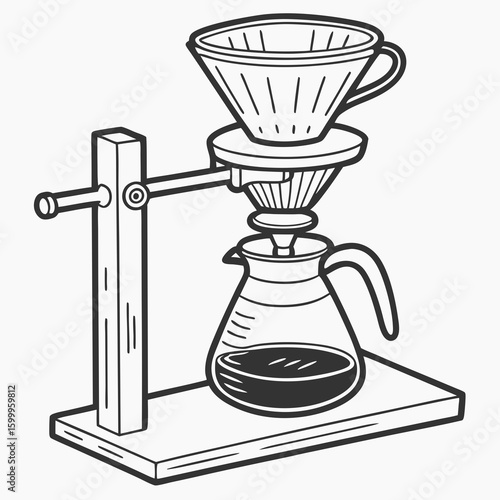 Hand Drip Coffee Maker Doodle Style Illustration For Coffee Shop Designs
