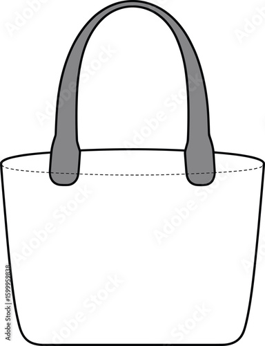 Elegant white tote bag, gray handle design, fashion accessory, everyday handbag, minimal style, spacious interior, durable material, stylish lookElegant white tote bag, gray handle 