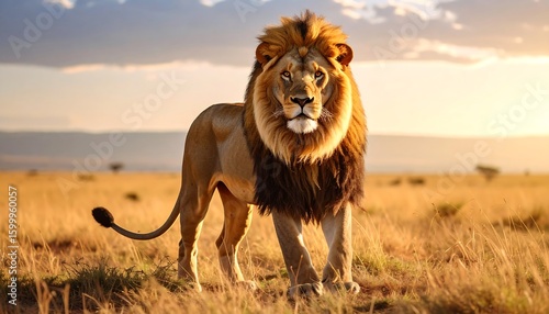 Wallpaper Mural Majestic lion in golden savanna (1) Torontodigital.ca