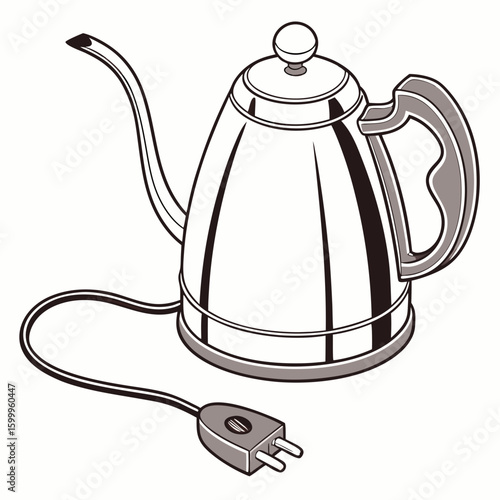 Modern Electric Gooseneck Kettle Illustration For Coffee And Tea Preparation Vector Design