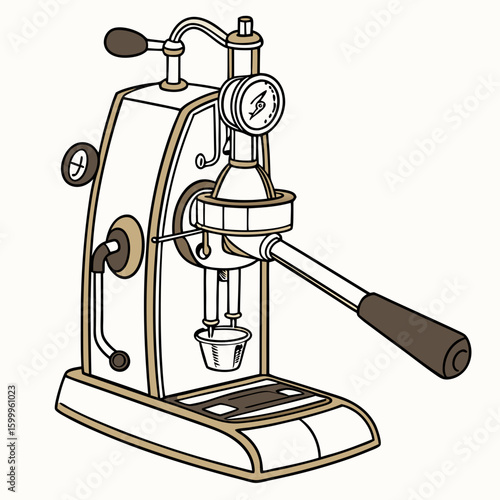 Vintage Style Espresso Machine Illustration For Cafe Or Coffee Shop Design