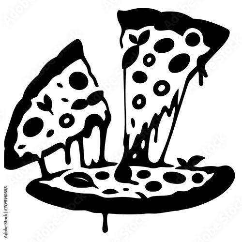 Silhouette of melted pizza