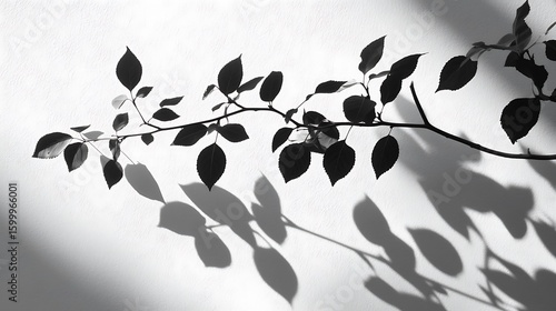Shadowy plant branch on a wall