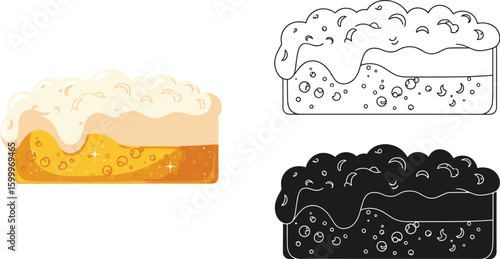 Cartoon beer glass illustration vector graphic design for brewery pub bar and restaurant menu design