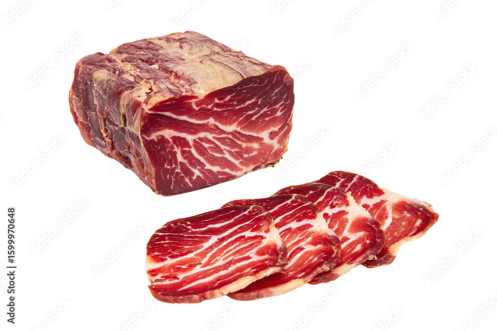 Obraz premium a piece of meat sitting next to a piece of meat