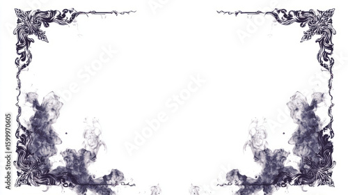 Gothic frame with dark decorative corners and ghostly fog