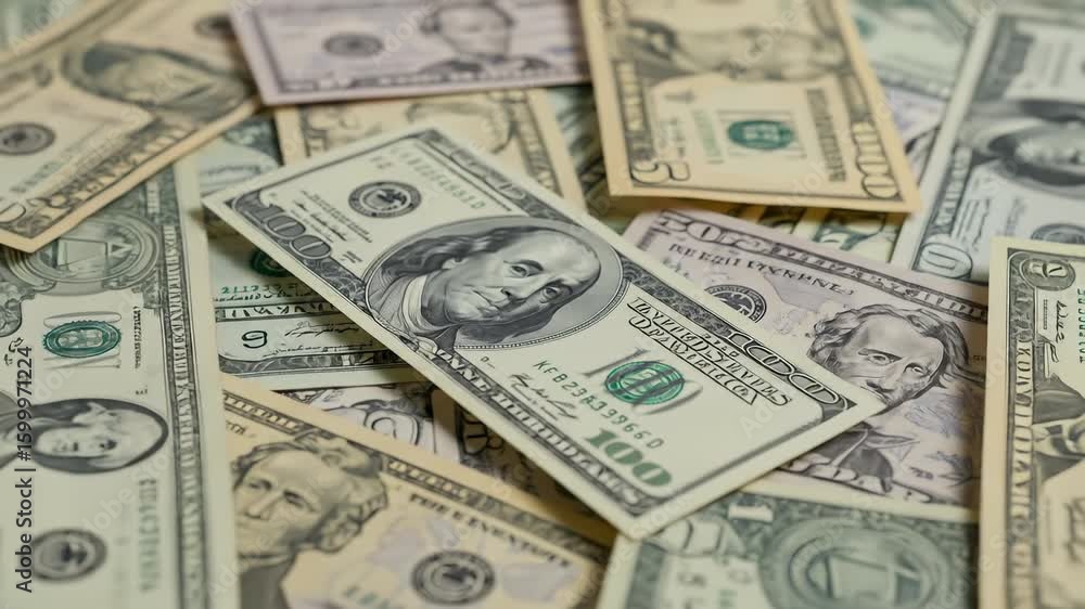 A Hundred Dollar Bill Centered Amongst a Pile of Various United States Currency A Hundred Dollar Bill Centered Amongst a Pile of Various United States Currency
