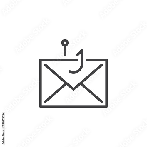 Phishing email attack line icon