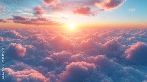 Wallpaper Mural Serene sunset above fluffy clouds Torontodigital.ca
