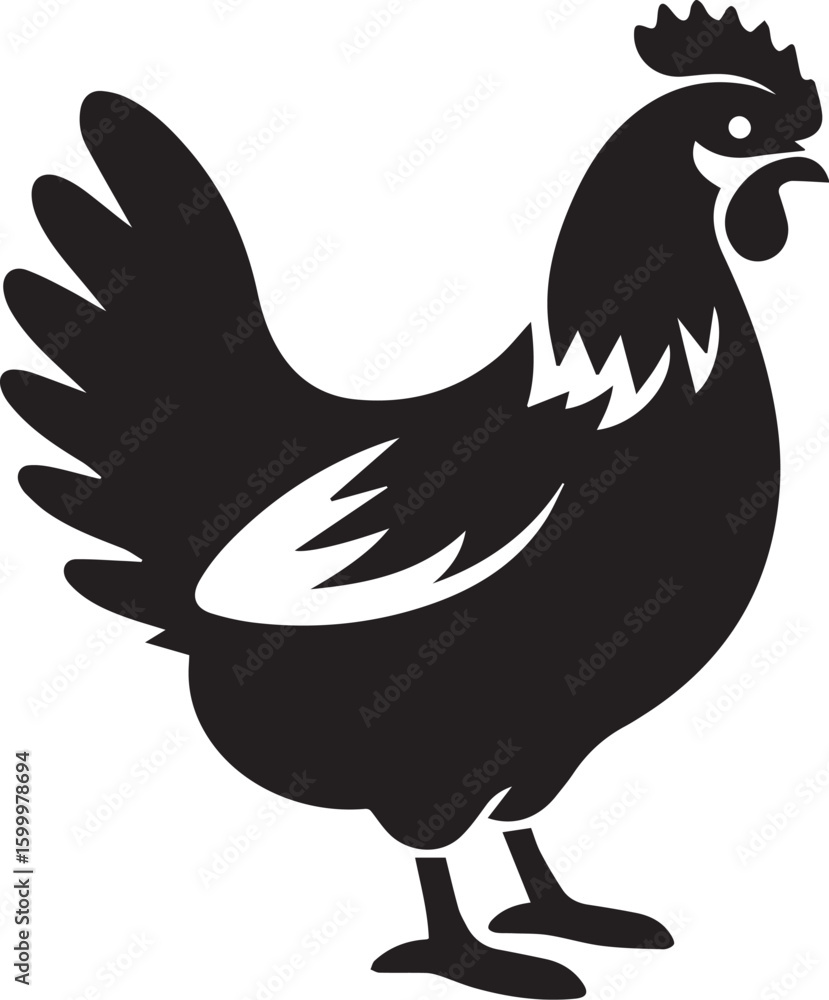 Fototapeta premium Silhouette of chicken hen vector icon