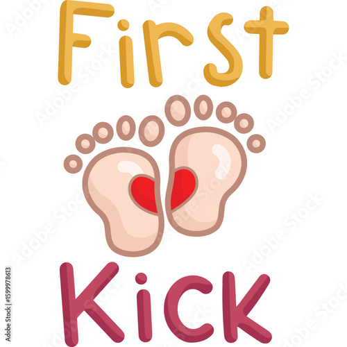 a vector of baby first kick text