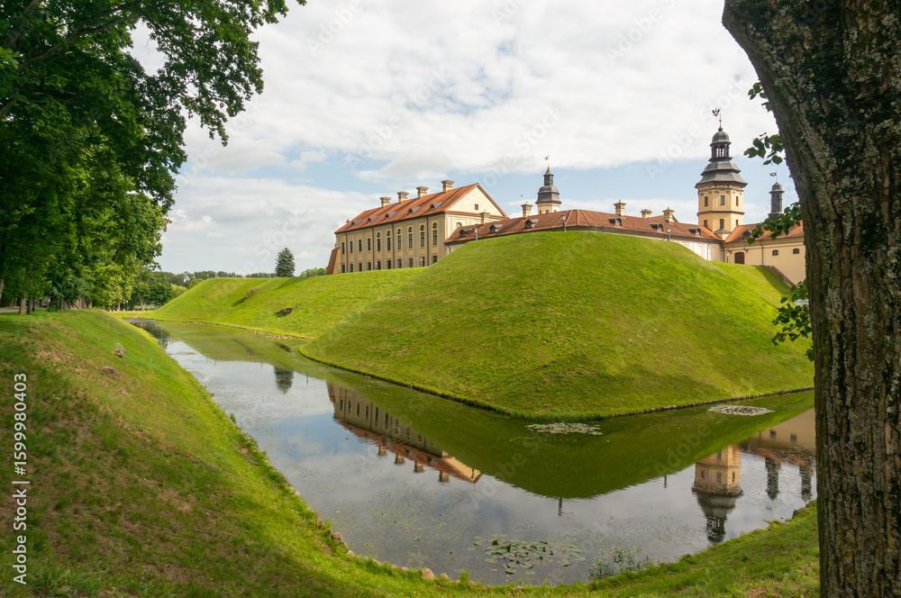 Naklejka premium Nesvizh Castle. Belarus. Historical, palace and castle complex.